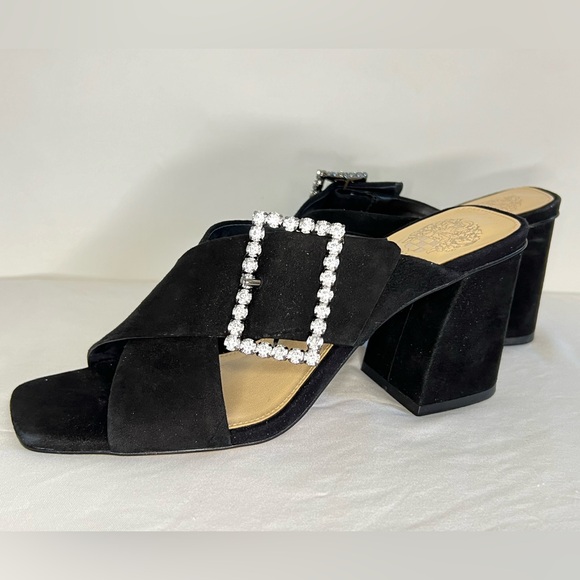 Vince Camuto ~ Black Suede ~ Strappy Sandal ~ Chunky Heel ~ Store Sample ~ NEW - Picture 3 of 6